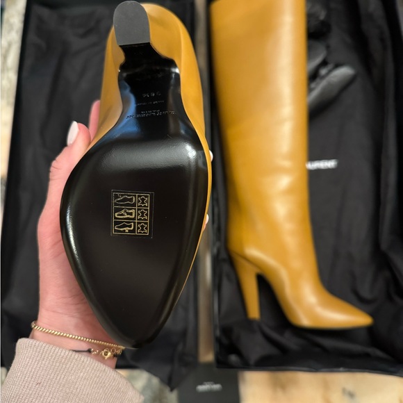 Saint Laurent 110 Tube Boot, Vanity Soft Calf - Brandy - Picture 4 of 10